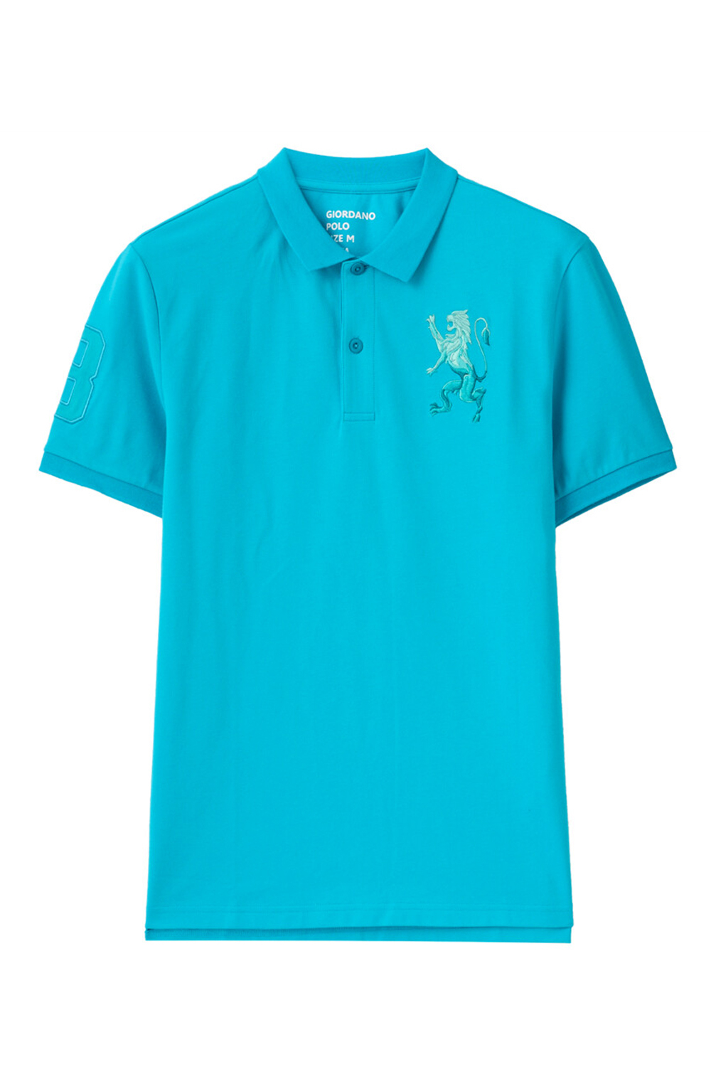 Giordano Mens 3D Lion Polo T-Shirt Light Blue