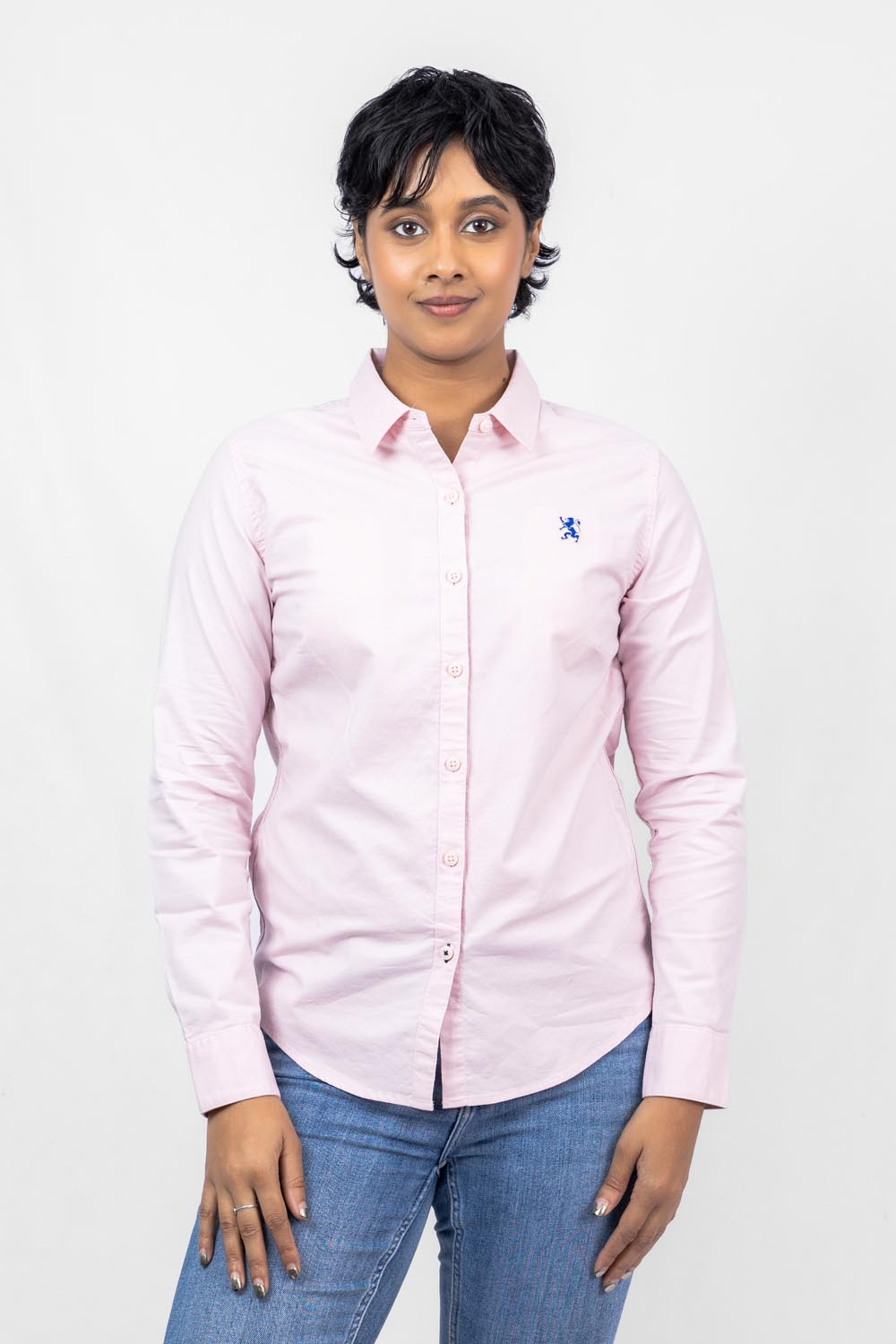 giordano dress shirts Mens Cotton Slim Oxford Shirt with Embroidery Giordano strips Shirt