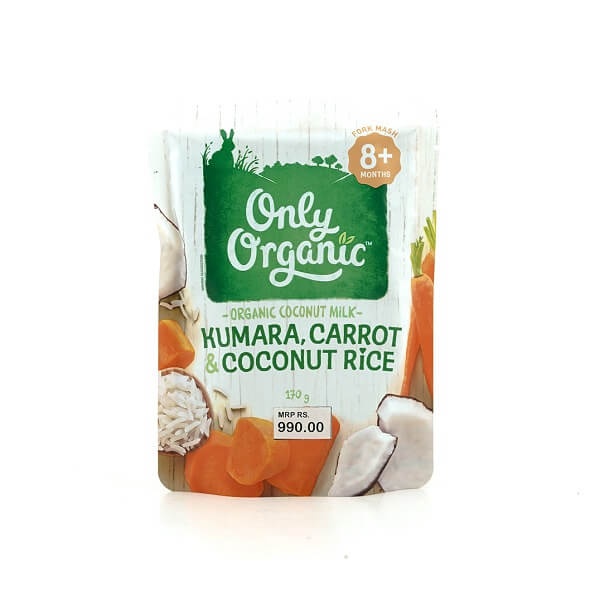 Only Organic Puree Kumara Carrot Coconut Rice 8M 170G - ONLY ORGANIC - Baby Food - in Sri Lanka