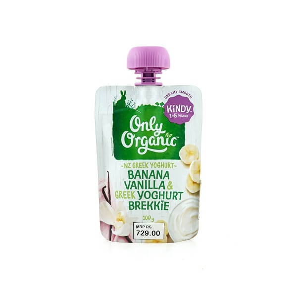 Only Organic Smoothie Banana Vanilla Greek Yoghurt Brekkie 1-5Y 100G - ONLY ORGANIC - Baby Food - in Sri Lanka