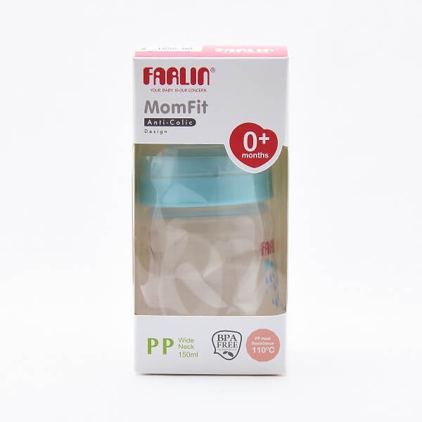 Farlin Feeding Bottle Momfit Blue 0+ Months Anti Colic Design Pp Wide Neck 150Ml - FARLIN - Baby Need - in Sri Lanka