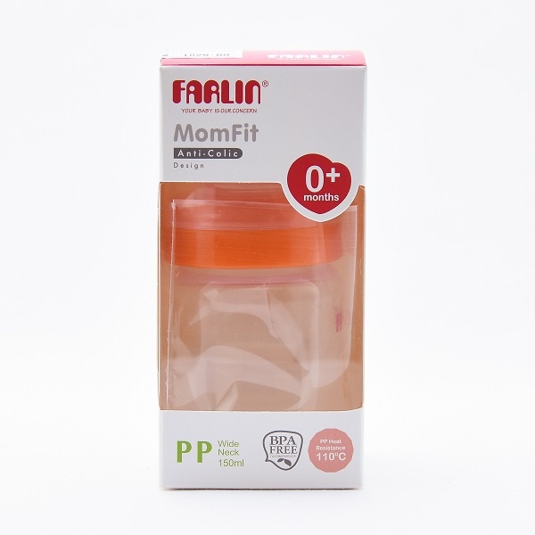 Farlin Feeding Bottle Momfit Orange 0+ Months Anti Colic Design Pp Wide Neck 150Ml - FARLIN - Baby Need - in Sri Lanka