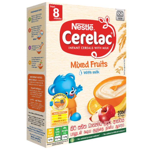 Nestle Cerelac Cereal Mixed Fruit With Milk From 8 Months 200G - NESTLE - Baby Food - in Sri Lanka