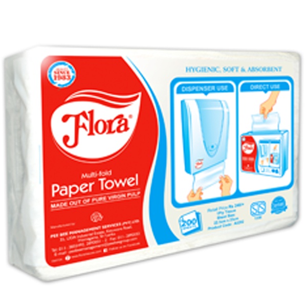Flora Hand Towel Multi Fold 200S - in Sri Lanka