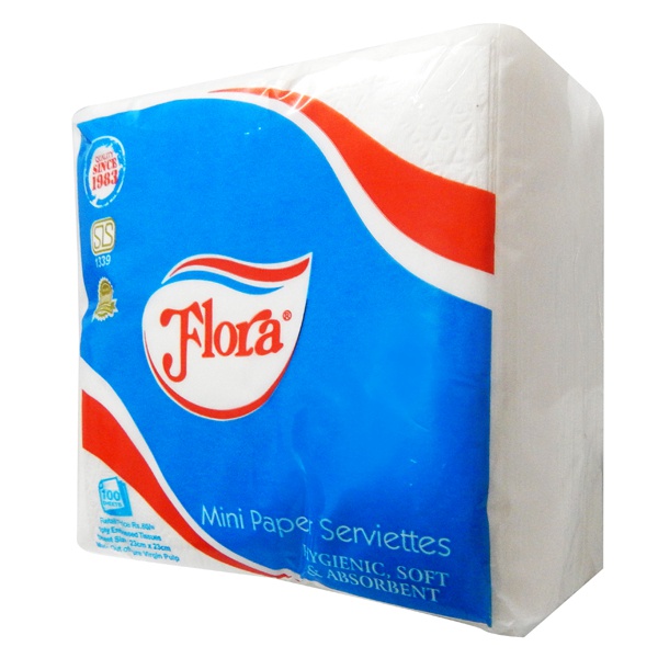 Flora Mini Paper Serviettes 100S - FLORA - Paper Goods - in Sri Lanka
