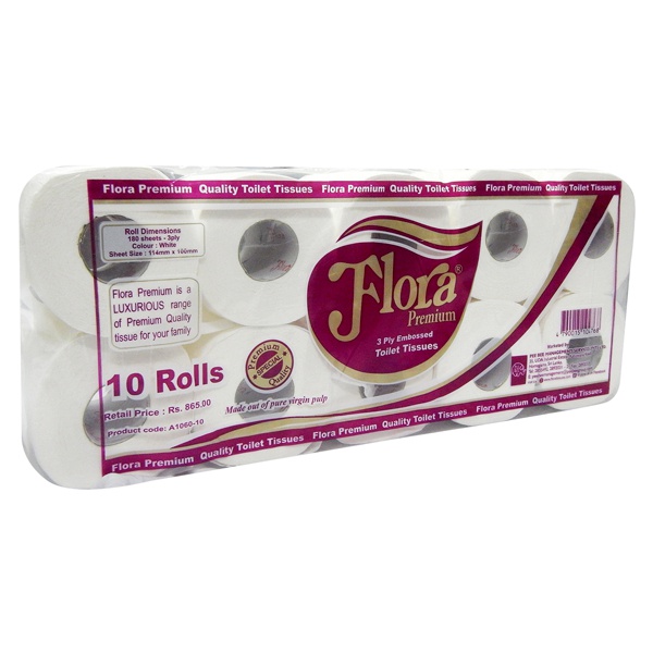 Flora Premium Toilet Roll 3Ply 10Pk - FLORA - Paper Goods - in Sri Lanka