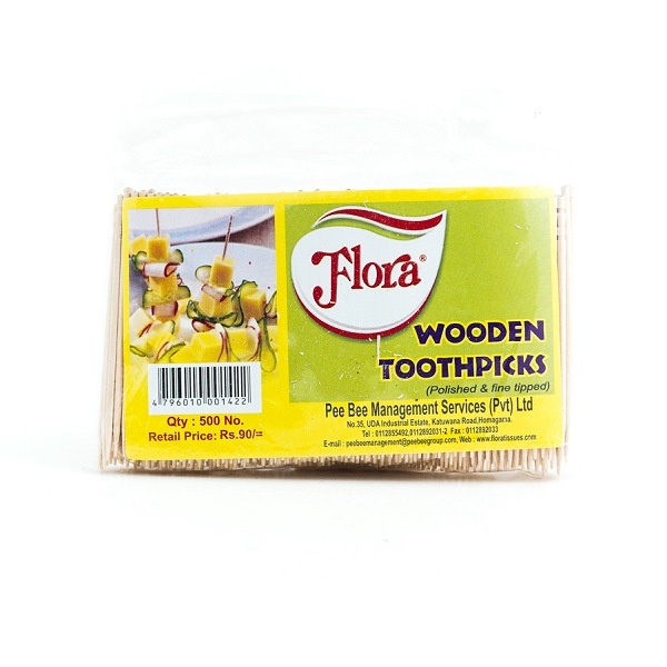 Flora Wooden Toothpicks 500S - FLORA - Disposables - in Sri Lanka