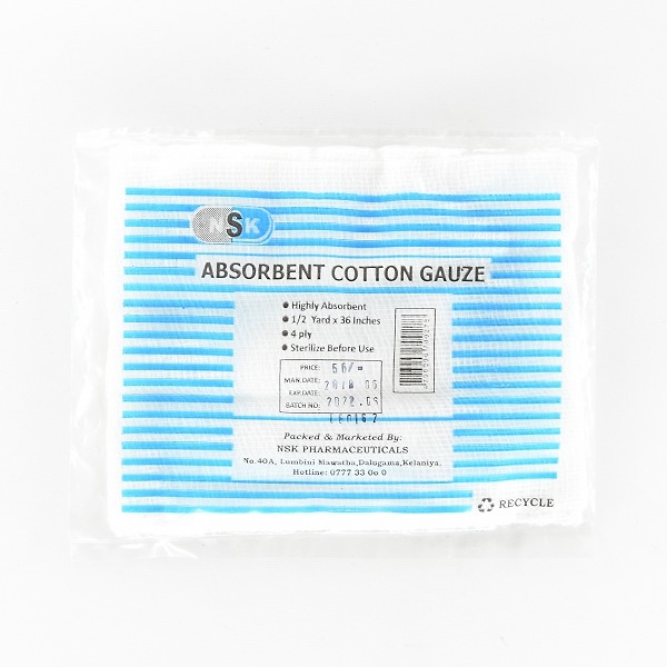 Nsk Absorbent Cotton Gauze 0.5 Yard - NSK - Dermatological - in Sri Lanka