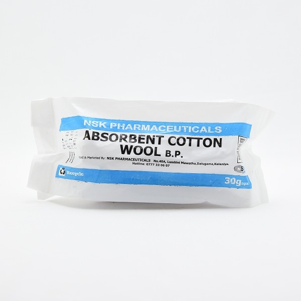 Nsk Absorbent Cotton Wool 30G - NSK - Dermatological - in Sri Lanka