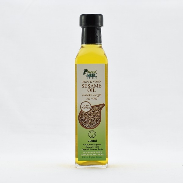 Coconut Miracle Organic Sesame Oil Glass 250Ml - COCONUT MIRACLE - Oil / Fat - in Sri Lanka