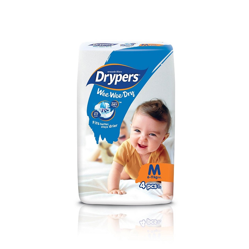 Drypers Wee Wee Dry Low Count Diaper Medium 4 Pcs - Drypers - Baby Need - in Sri Lanka