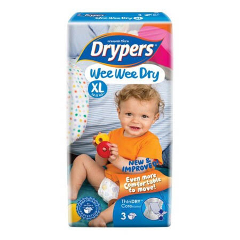 Drypers Wee Wee Dry Low Count Diaper Extra Large 3 Pcs - Drypers - Baby Need - in Sri Lanka