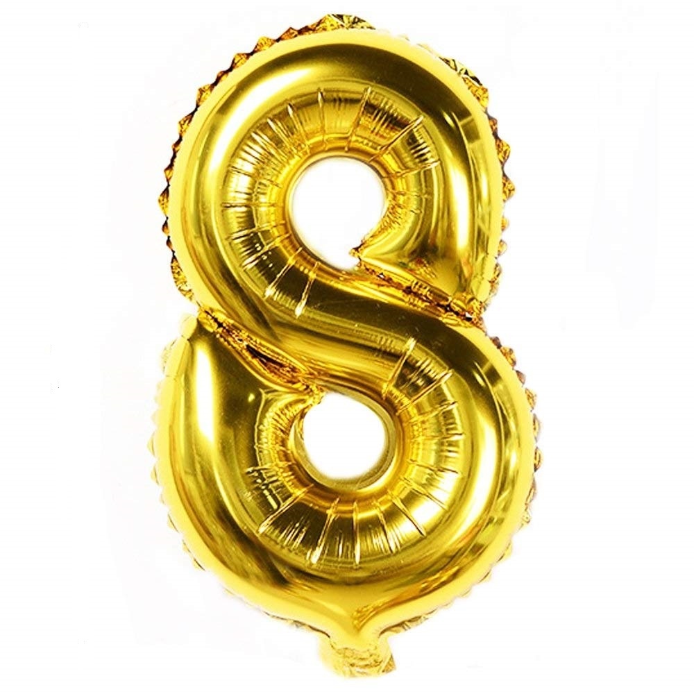 Party Hat Foil Number Baloons Gold 32"Number 8 - PARTY HAT - Party-Ware - in Sri Lanka