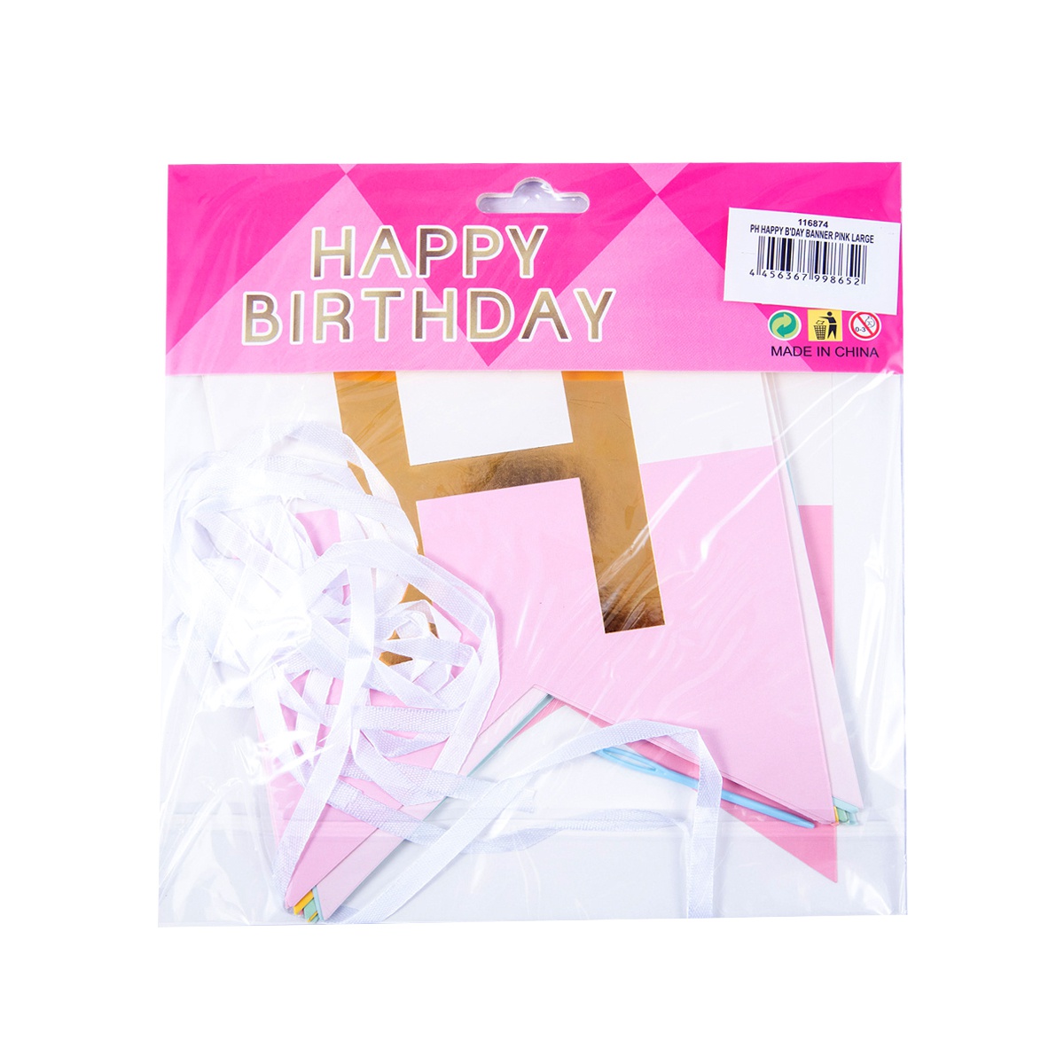 Party Hat Happy Birth Day Pink Banner Large - PARTY HAT - Party-Ware - in Sri Lanka