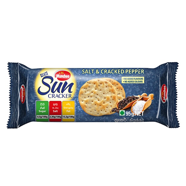 Munchee Biscuit Sun Cracker Salted & Cracked Pepper 95G - MUNCHEE - Biscuits - in Sri Lanka