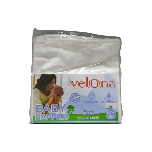 Velona Baby Nappy White 18*18 6Pcs - VELONA - Baby Need - in Sri Lanka