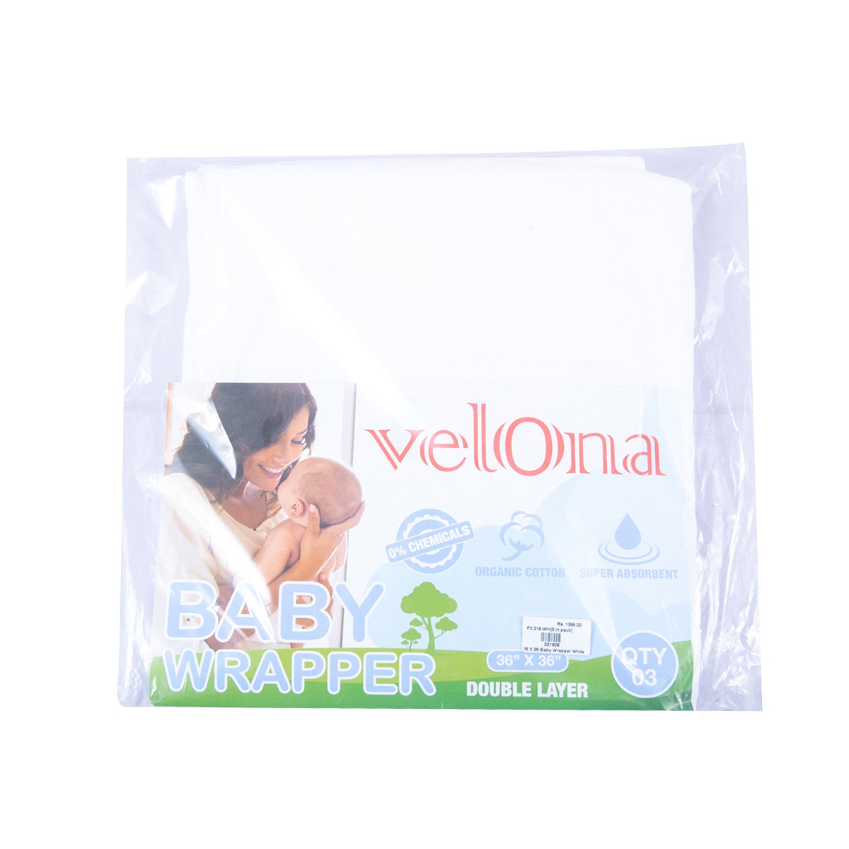 Velona Baby Wrapper White 36*36 3Pcs - VELONA - Baby Need - in Sri Lanka