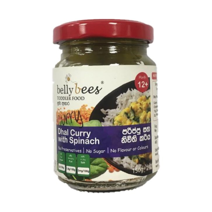 Belly Bees Curry Toddler Food Dhal Curry With Spinach 12M+ 150G - BELLYBEES - Baby Food - in Sri Lanka