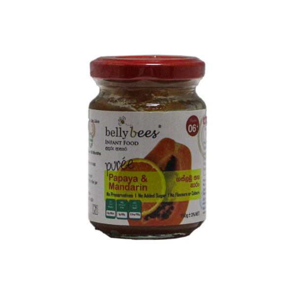 Belly Bees Puree Infant Food Papaya And Mandarin 6M+ 150G - BELLYBEES - Baby Food - in Sri Lanka