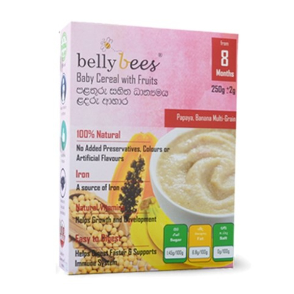 Belly Bees Baby Cereal Fruits Papaya Banana Multi Grain 8M+ 250G - BELLYBEES - Baby Food - in Sri Lanka
