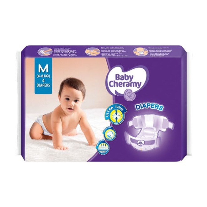 Baby Cheramy Baby Diapers Medium 4S - BABY CHERAMY - Baby Need - in Sri Lanka