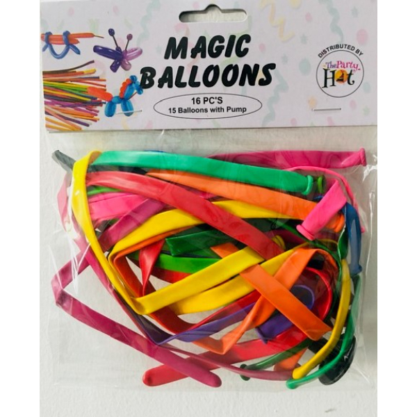 Party Hat Magic Balloons With Hand Pump 16Pcs - PARTY HAT - Party-Ware - in Sri Lanka