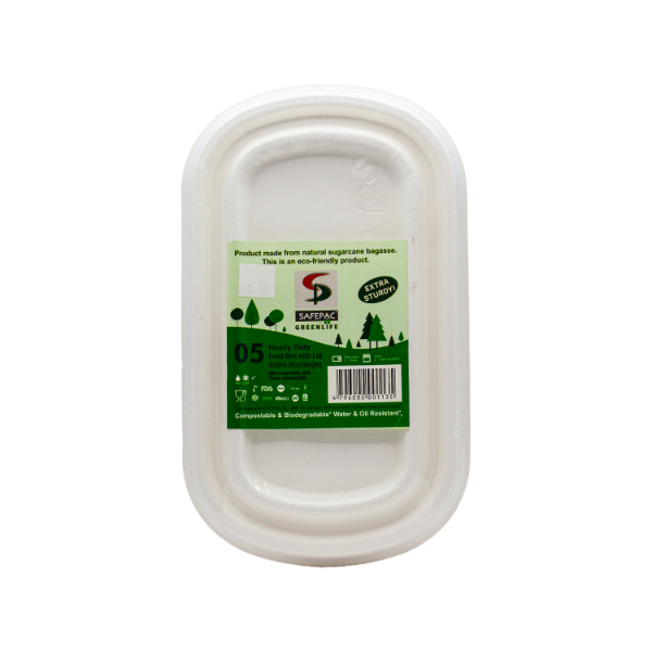 Safepac Bagasse Rectangle Food Box With Lid 800Ml - SAFEPAC - Disposables - in Sri Lanka