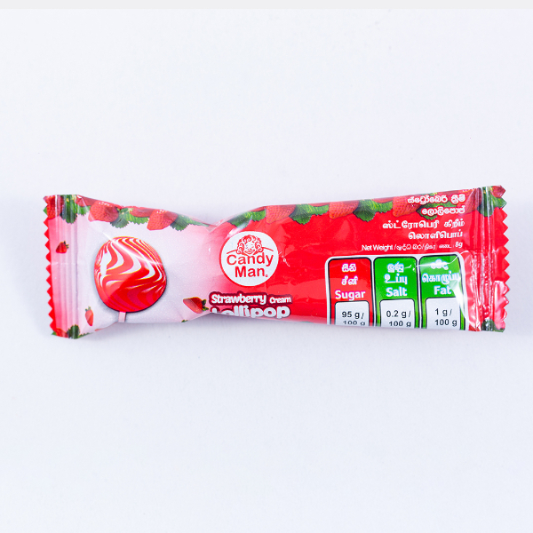 Candy Man Strawberry Lollipop 8G - CANDY MAN - Confectionary - in Sri Lanka