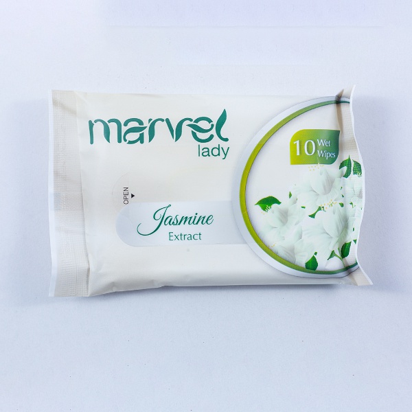 Marvel Lady Wet Wipe Jasmine 10Pcs - MARVEL - Paper Goods - in Sri Lanka