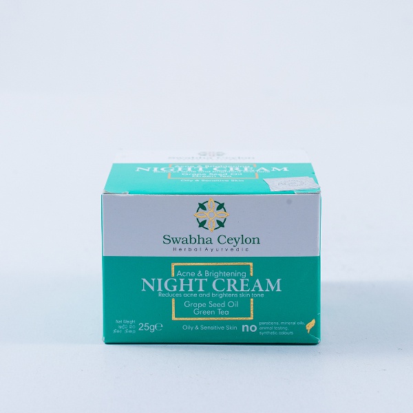 Swabha Ceylon Night Cream Acne & Brightening 25G - SWABHA - Facial Care - in Sri Lanka