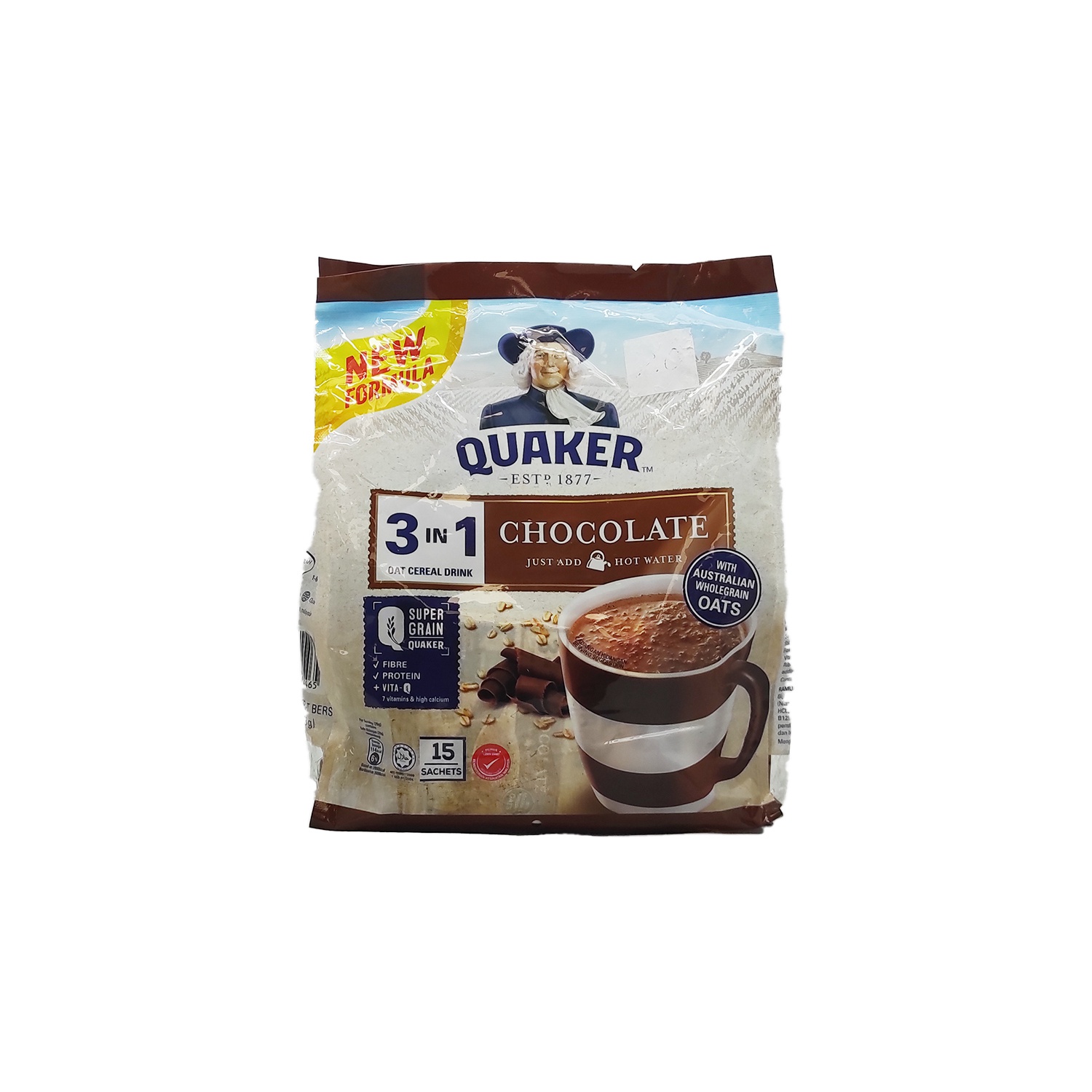Quaker Chocolate 3 In 1 Oat Cereal Drink 15S 420G - QUAKER - Malt - in Sri Lanka