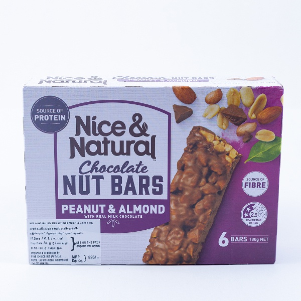 Nice & Natural Chocolate Nut Bars Peanut & Almond 180G - NICE & NATURAL - Cereals - in Sri Lanka