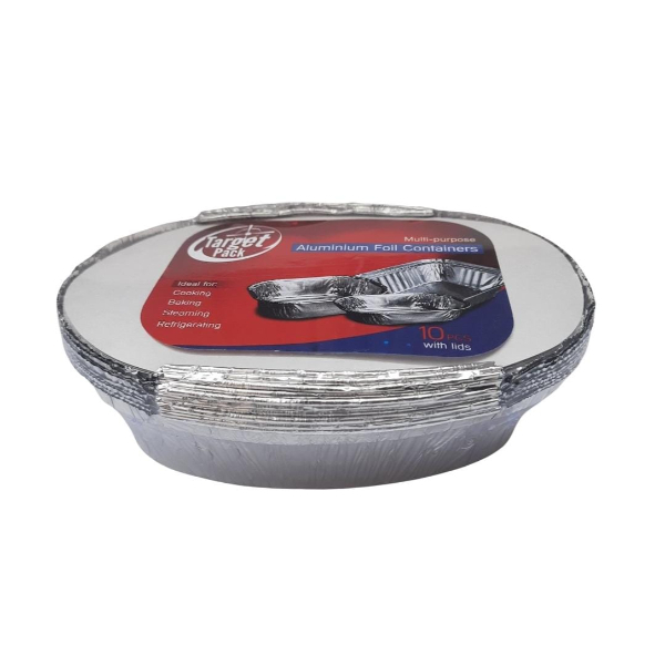 Target Pack Aluminium Foil Container With Lid Round 650Ml 10Pc - TARGET PACK - Disposables - in Sri Lanka
