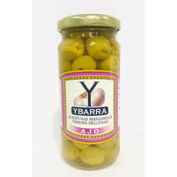 Ybarra Stuffed Olives Garlic 240G Glomark.lk