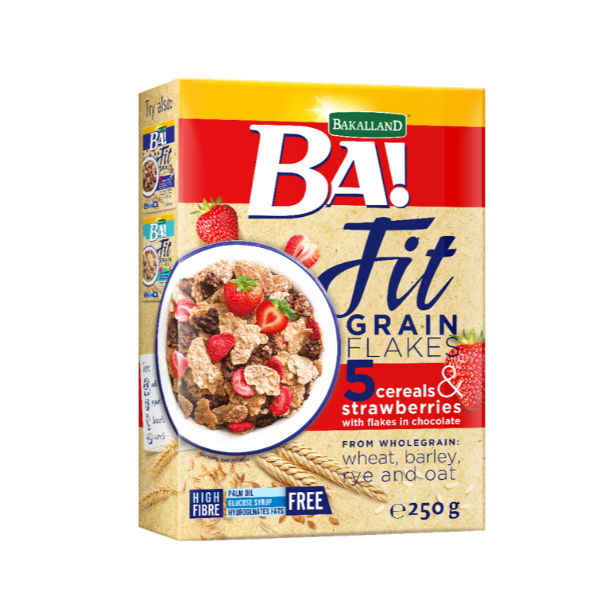 Bakalland Fit Grain Flakes 5 Cereals Strawberry 250G - BAKALLAND FIT - Cereals - in Sri Lanka