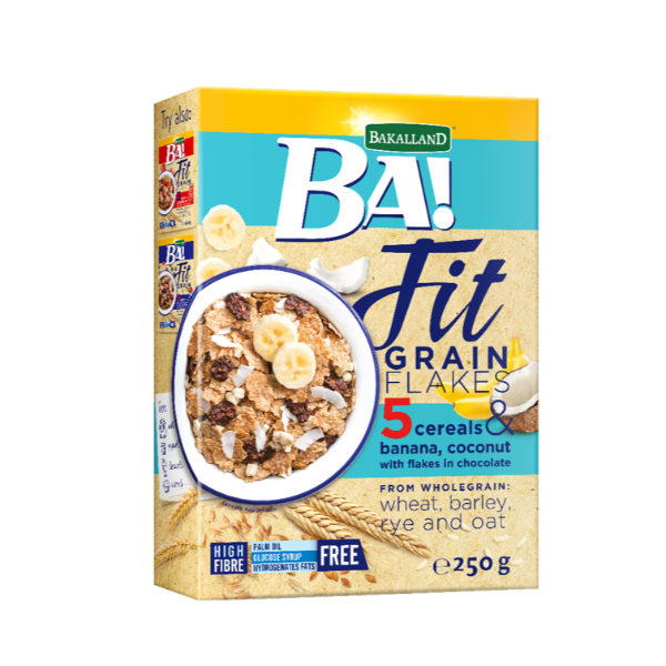 Bakalland Fit Grain Flakes 5 Cereals Banana & Coconut 250G - BAKALLAND FIT - Cereals - in Sri Lanka