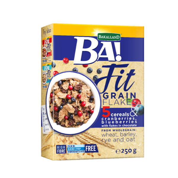 Bakalland Fit Grain Flakes 5 Cereals Cranberries & Blueberries 250G - BAKALLAND FIT - Cereals - in Sri Lanka