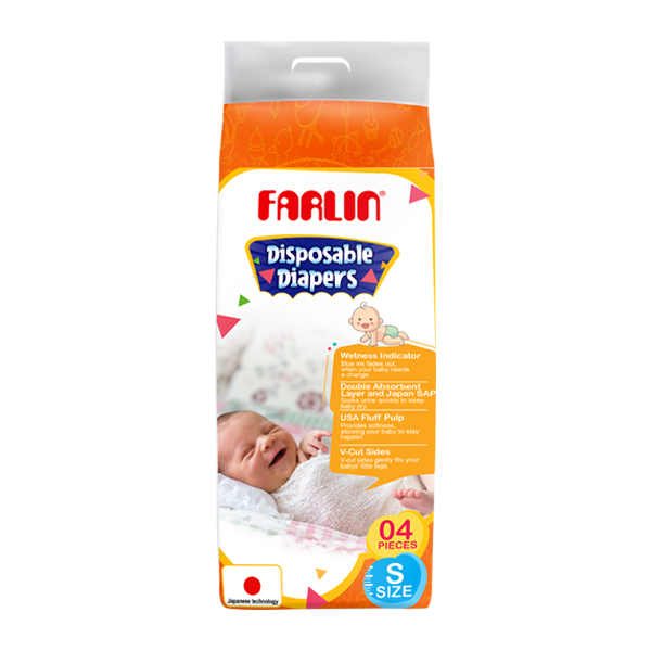 Farlin Baby Diaper Small 4Pcs - FARLIN - Baby Need - in Sri Lanka