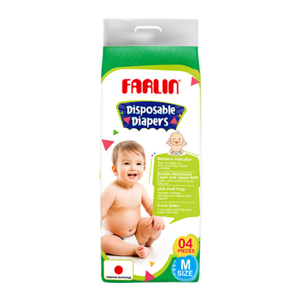 Farlin Baby Diaper Medium 4Pcs - FARLIN - Baby Need - in Sri Lanka
