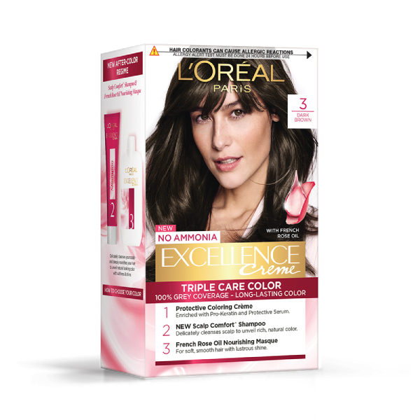 L'Oreal Excellence Cream H/Color Natural Dark Brown No.3 100Ml - L'OREAL - Hair Care - in Sri Lanka