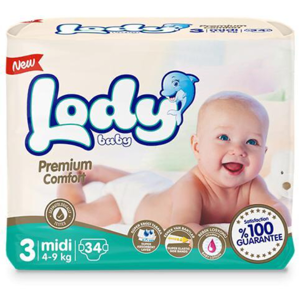 Lody Baby Diaper Midi 34Pcs 4-9Kg - LODY BABY - Baby Need - in Sri Lanka