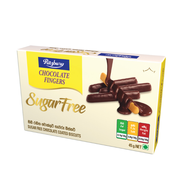 Ritzbury Sugar Free Chocolate Fingers 45G - RITZBURY - Biscuits - in Sri Lanka
