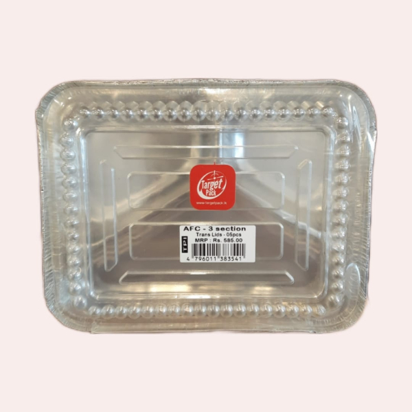 Target Pack Aluminium Foil Container Transe Lid 3 Section 5Pcs - TARGET PACK - Disposables - in Sri Lanka