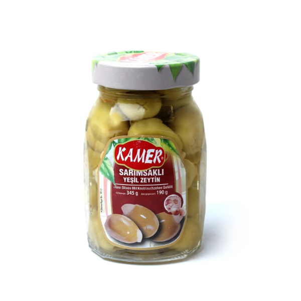 Kamar Green Olives With Garlic 345G - KAMER - Processed/ Preserved Vegetables - in Sri Lanka
