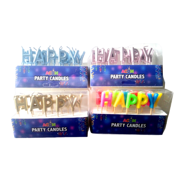 Acon Party Metallic Happy Birth Day Candle Set - ACON - Party-Ware - in Sri Lanka