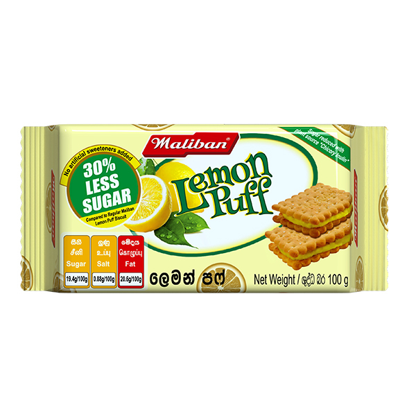 Maliban Biscuit Lemon Puff Less Sugar 100G - MALIBAN - Biscuits - in Sri Lanka