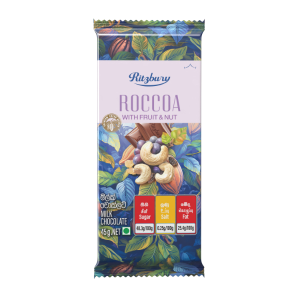 Ritzbury Roccoa Fruit & Nut Chocolate 45G - GLOMARK - Confectionary - in Sri Lanka