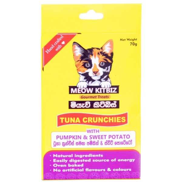 Meow Kitbiz Tuna Crunchies With Pumpkin & Sweet Potato 70G - GLOMARK - Pet Care - in Sri Lanka