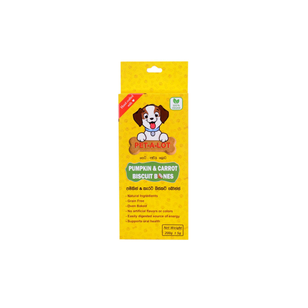 Pet A Lot Pumpkim & Carrot Biscuit Bones 200G - GLOMARK - Pet Care - in Sri Lanka
