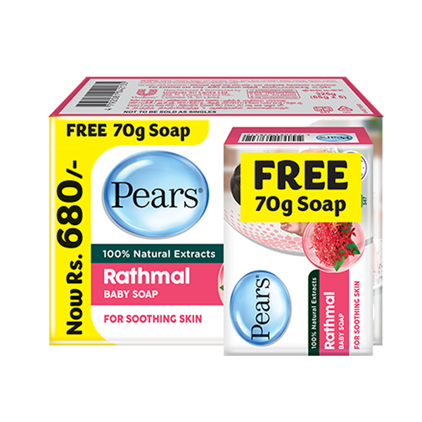 Pears Naturals Rathmal Soap Eco Pack 325G + Free Soap 70G - GLOMARK - Baby Need - in Sri Lanka